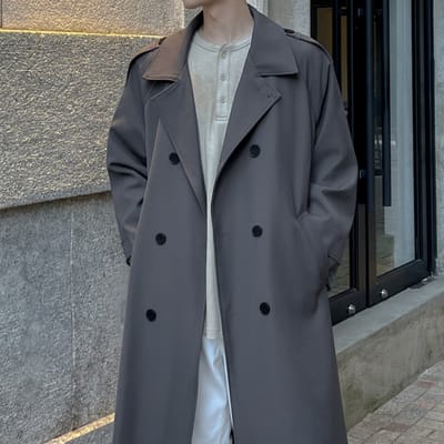 Men's Autumn And Winter Long Trench Coat