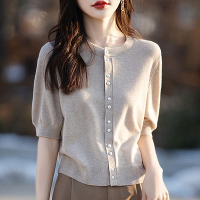 Classic Style Short-sleeved Sweater With Skirt