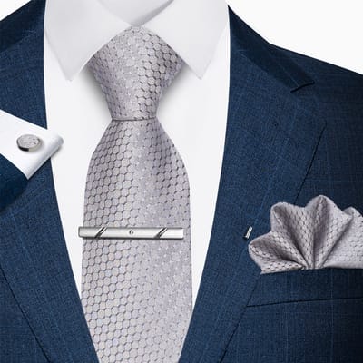 Men's Business Formal Necktie 4-Piece Set - 8cm Width Mixed Color Striped Suit Accessories with Pocket Square and Cufflinks