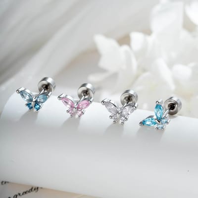 Henson Sweet And Cool Butterfly Screw Stud Ear Cuff Niche High-end Cartilage Piercing Earring