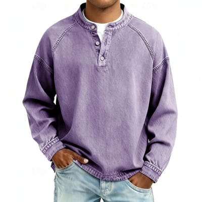 Men's Retro Distressed Long-Sleeve Sweatshirt