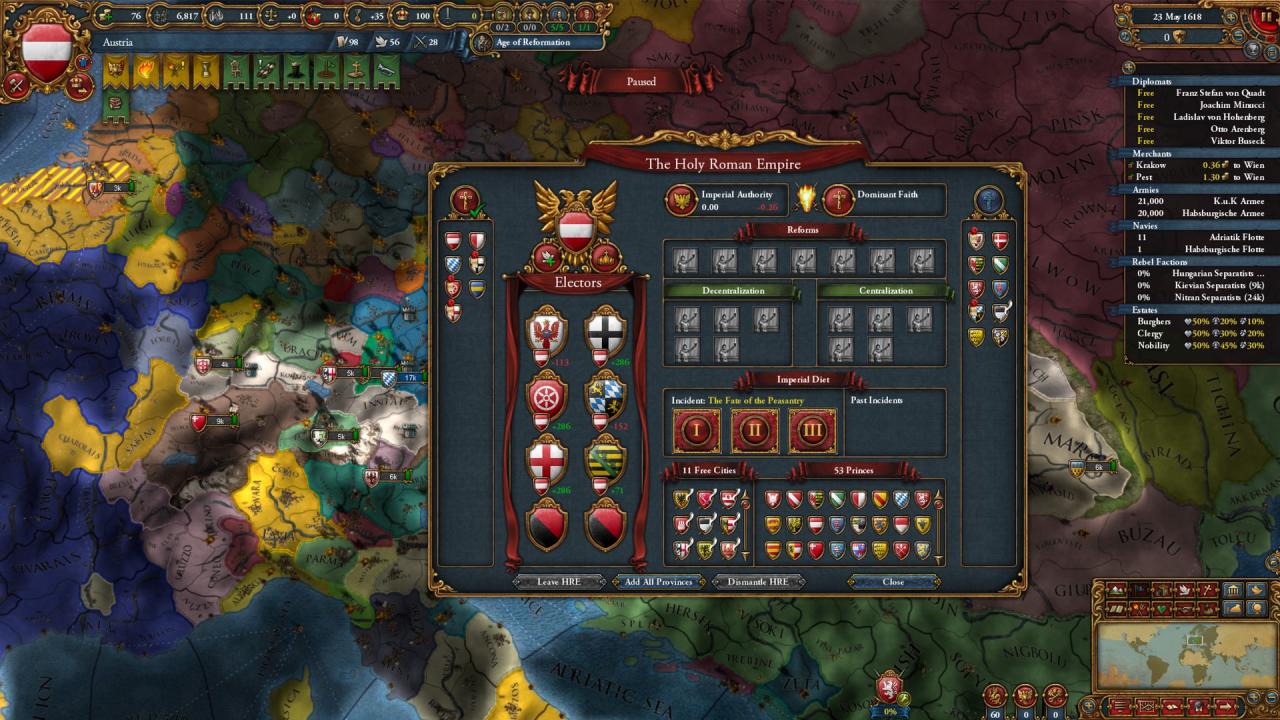 Europa Universalis IV - Emperor Content Pack DLC PC Steam CD Key screenshot 2