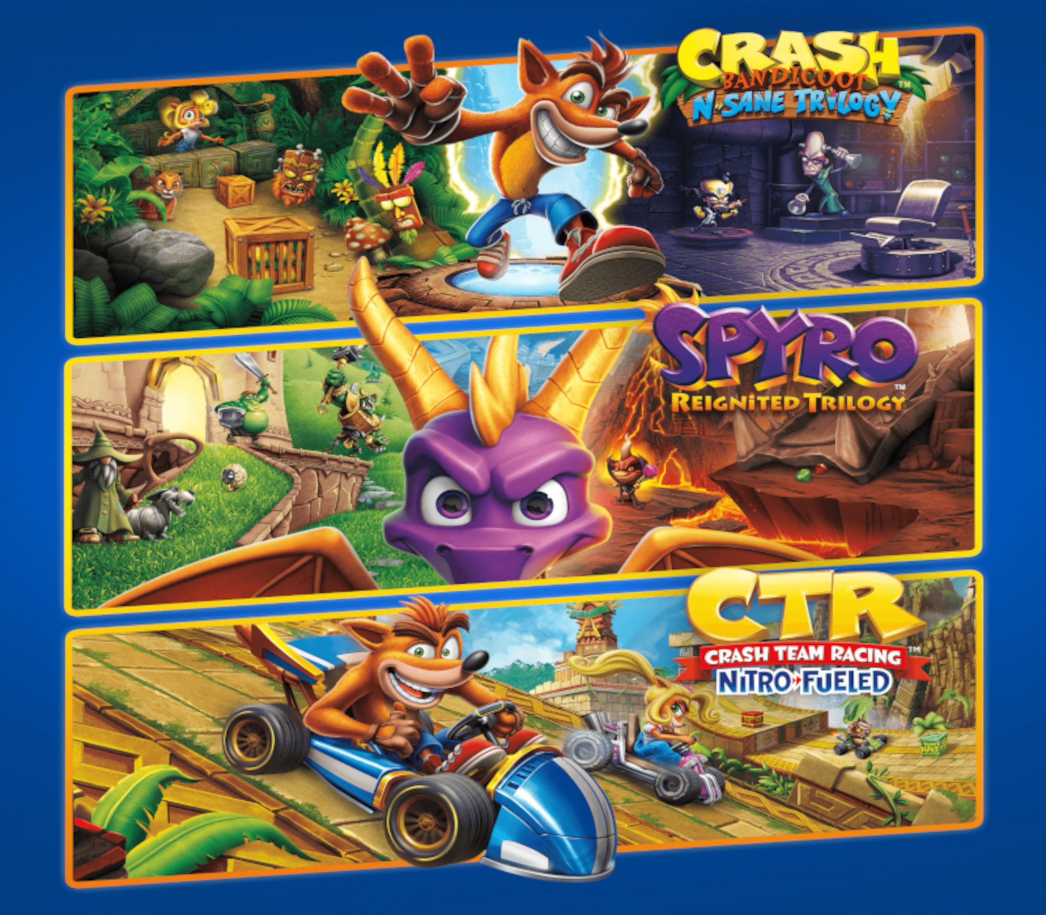 Crash + Spyro Triple Play Bundle PS4 Account cover art