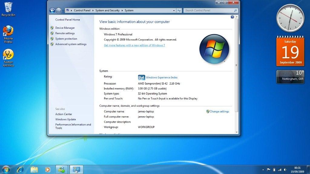 Windows 7 Professional OEM Key SP1 screenshot 1