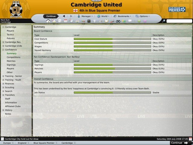 Football Manager 2009 PC Steam CD Key screenshot 3