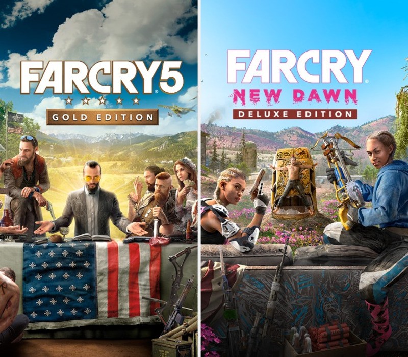Far Cry 5 Gold Edition + Far Cry New Dawn Deluxe Edition Ultimate Bundle EMEA Ubisoft Connect CD Key cover art