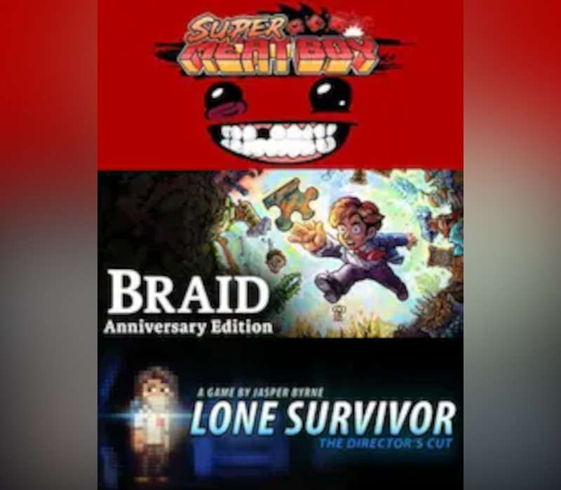 Super Meat Boy+ Lone Survivor+ Braid PC Steam CD Key cover art