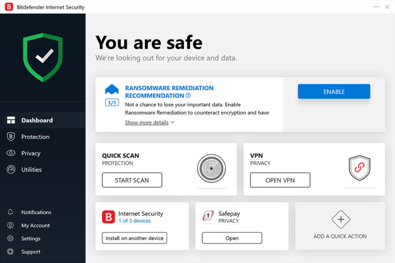 Bitdefender Total Security 2021 EU Key (1 Year / 5 Devices) screenshot 1