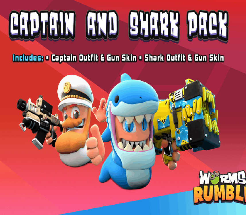 Worms Rumble - Captain & Shark Double Pack DLC PC Steam CD Key cover art