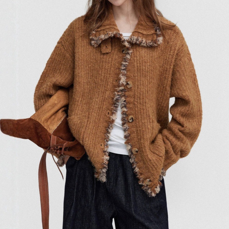 Women's Loose Lapels Knitted Coat