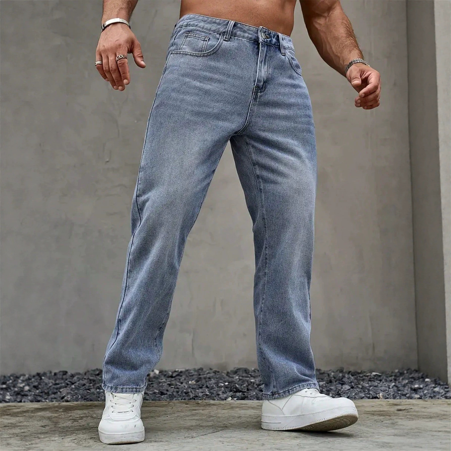 Men's Versatile Blue Casual Mens Pants