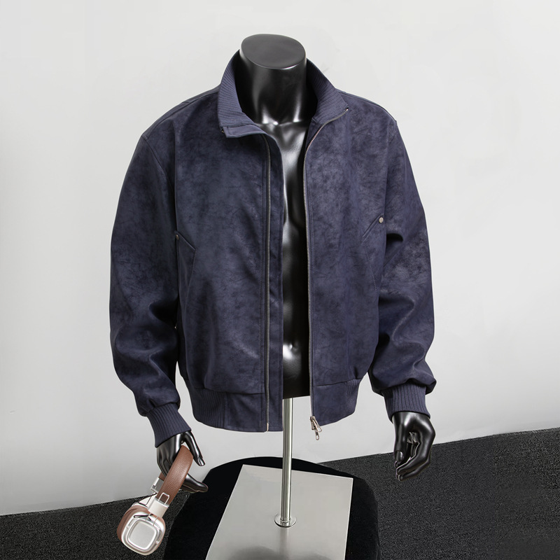 American Locomotive Style Stand Collar Tie-dyed Jacket