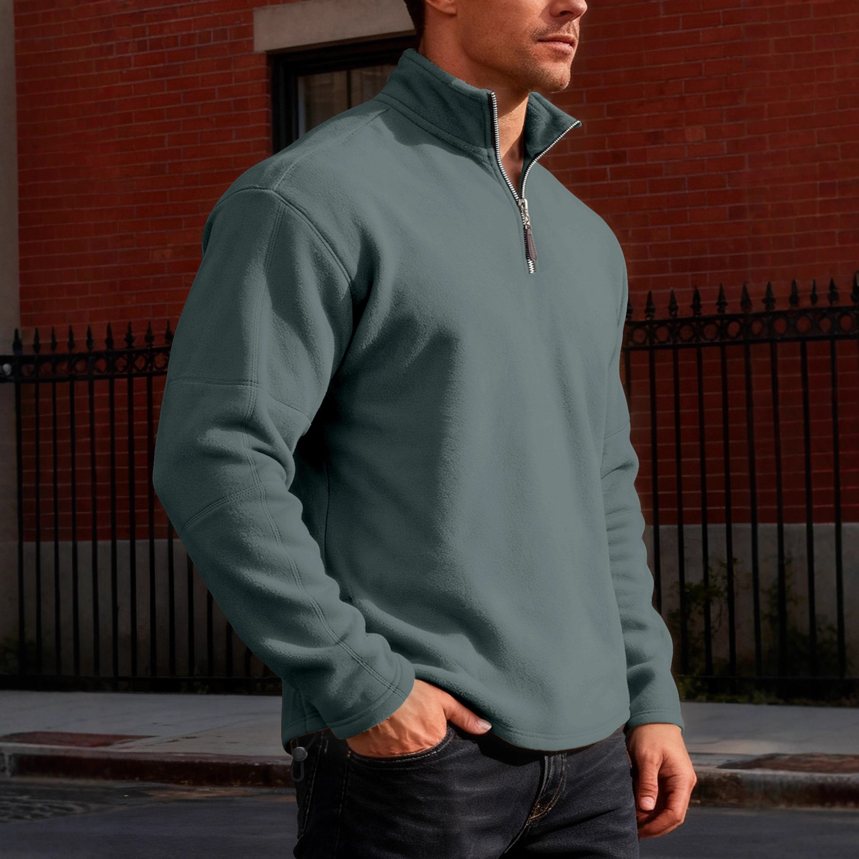 Men's Half-zip Stand-up Collar Long-sleeve