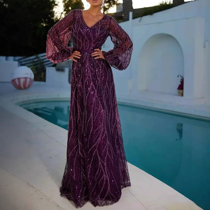 Women's Simple V-neck Tassel Bead Dress