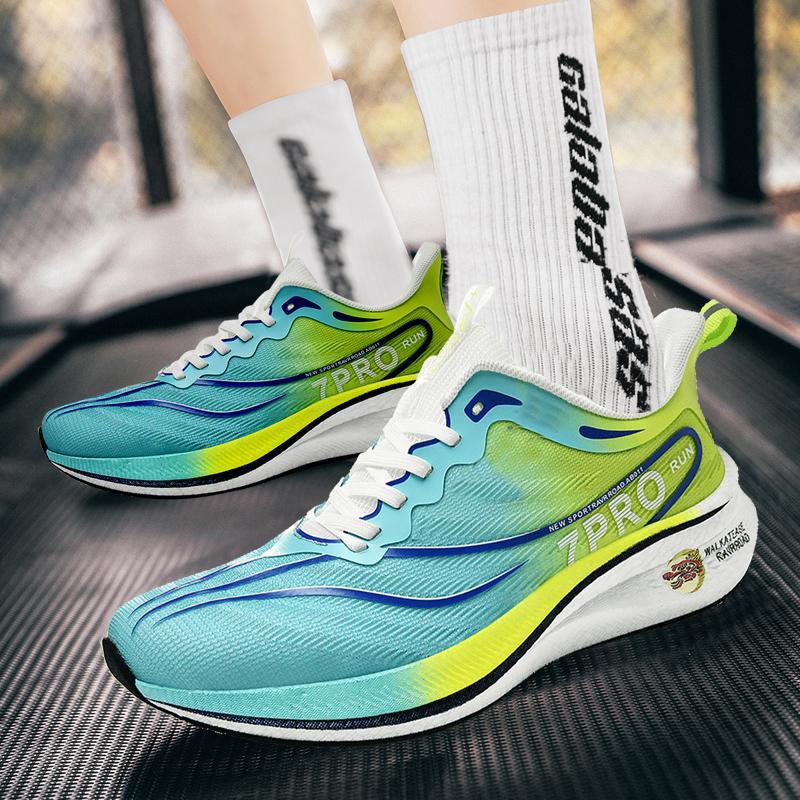 Men's Carbon Plate Running Shoes - Breathable Popcorn Sole Athletic Sneakers For Marathon Training And Daily Jogging