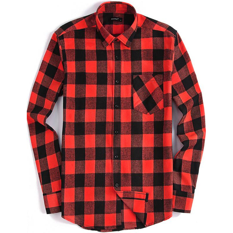 Basic Plaid Men's Casual Shirt Color-block Design
