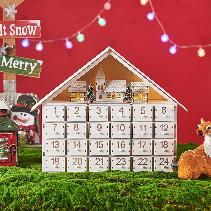 Wooden Christmas Gift Box Creative Calendar Decoration Christmas Decorations