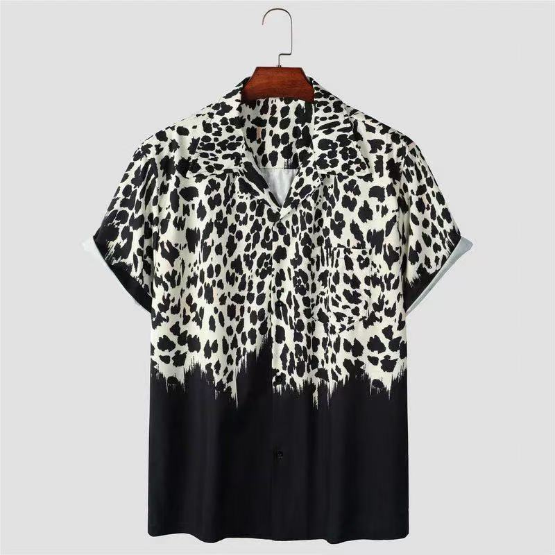 Mens Loose-Fitting Lapel Button-Down Shirt