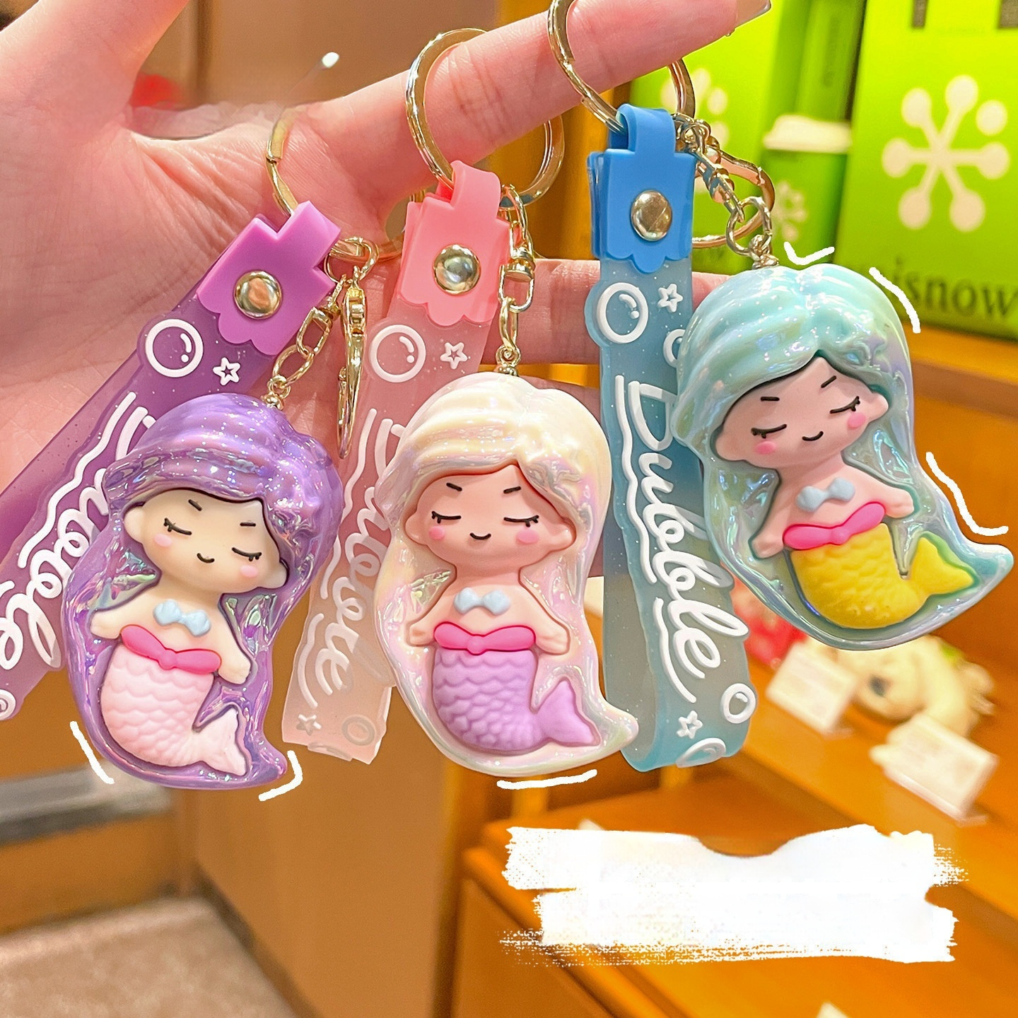 Exquisite And Adorable Iridescent Mermaid Princess Keychain