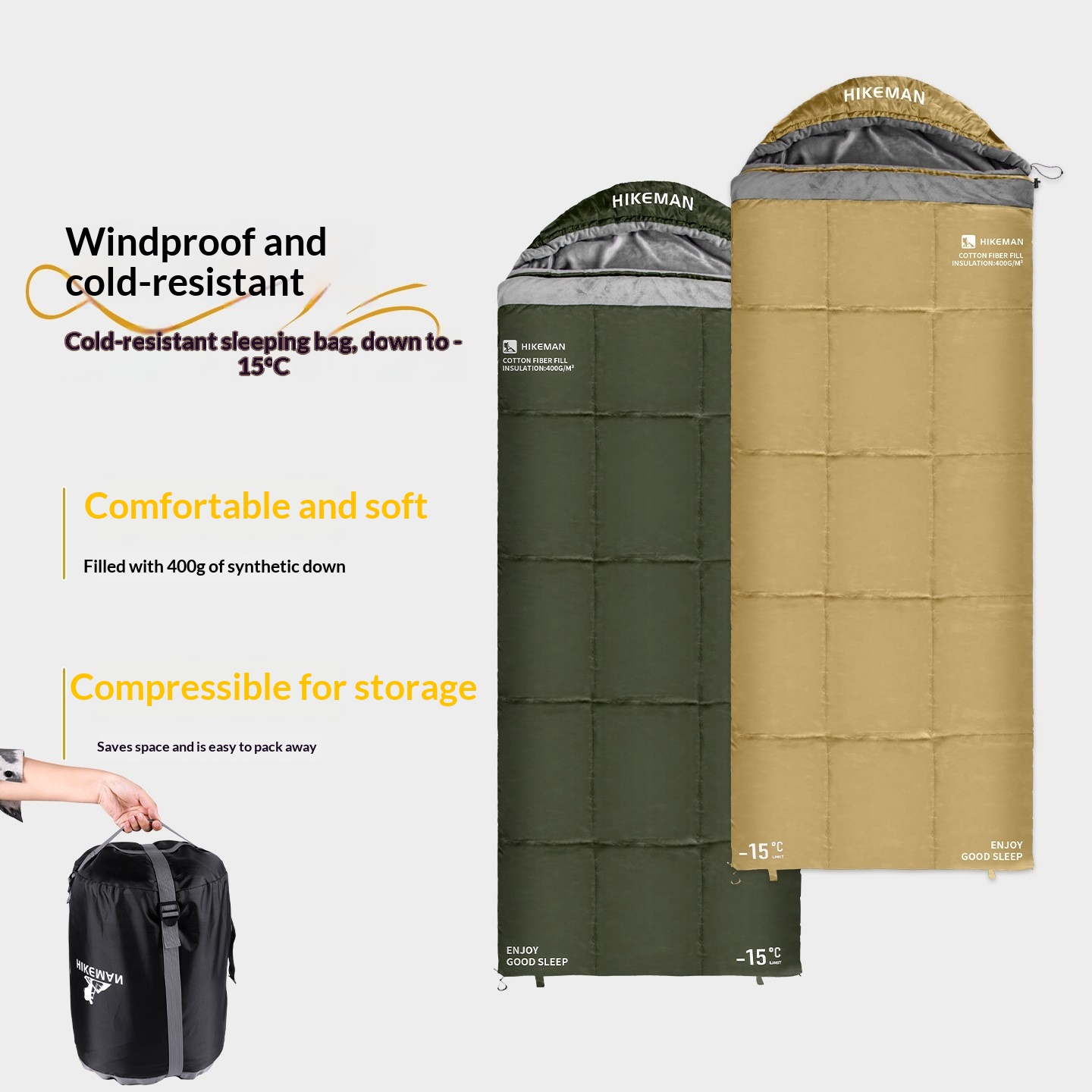 Portable Down Sleeping Bag For Single Or Double Naps