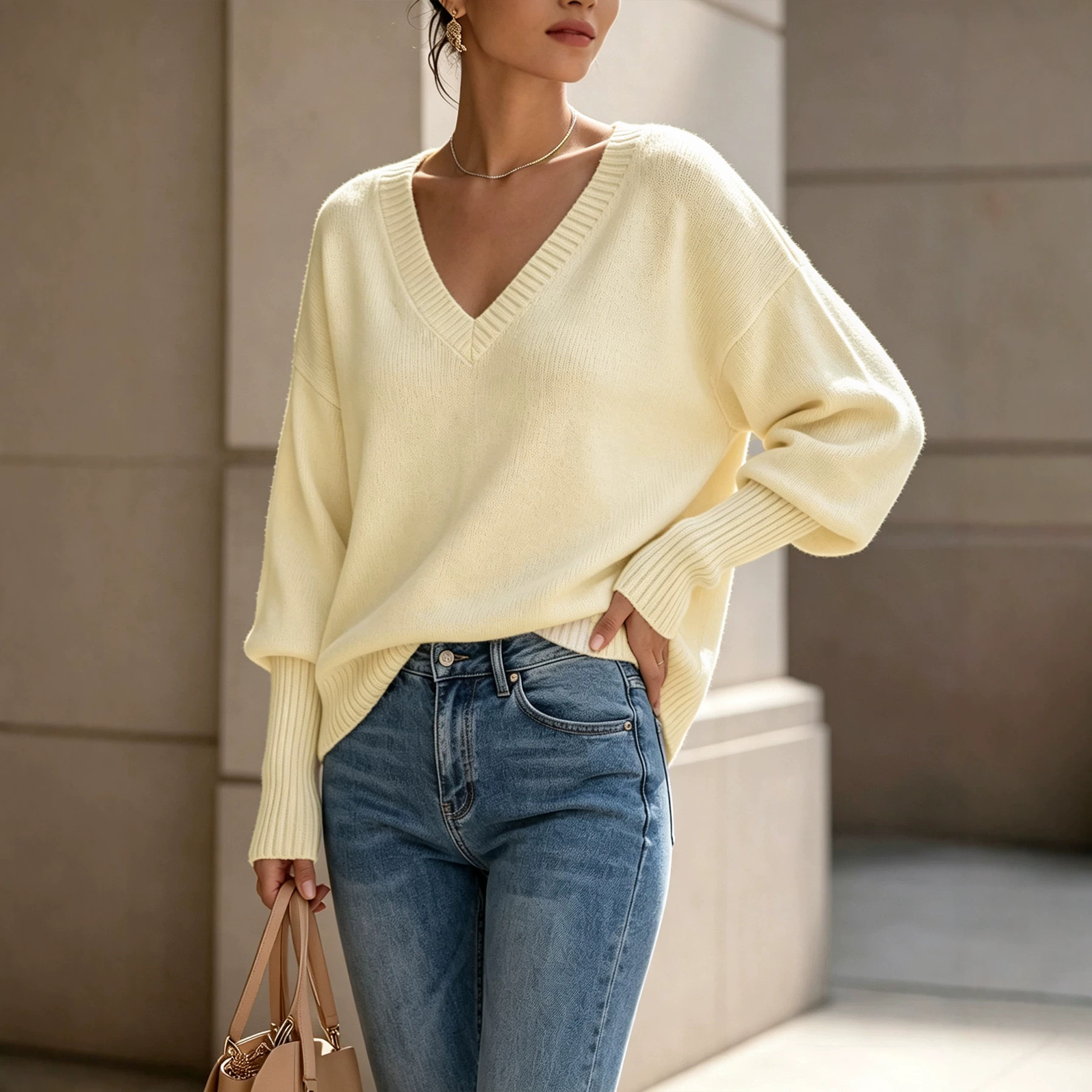 Fashionable Women's Turtleneck Knitted Pullover Top