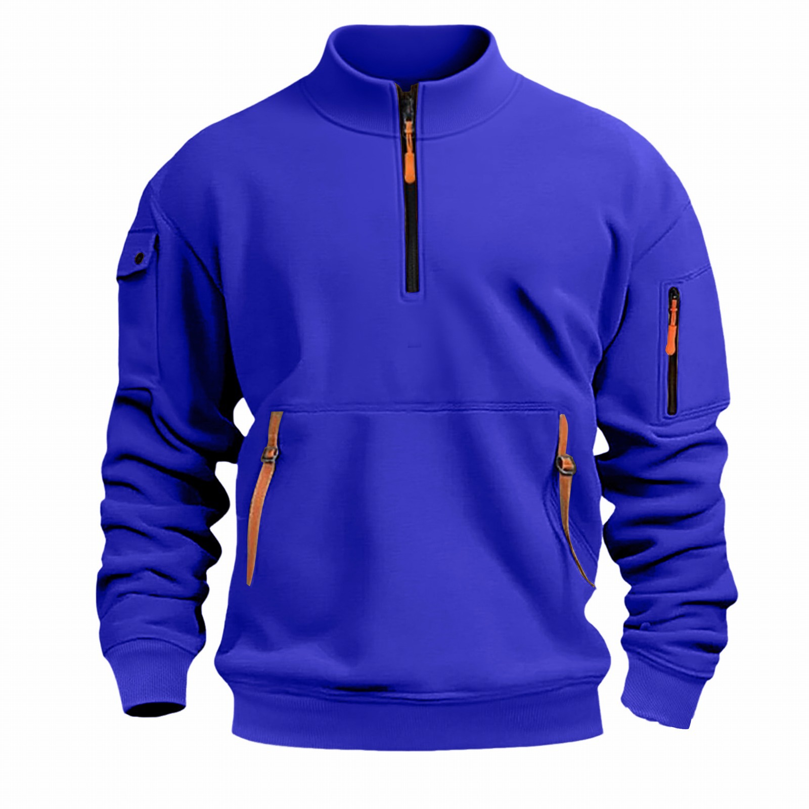 Multi-pocket Half-zip Pullover Casual Sweatshirt