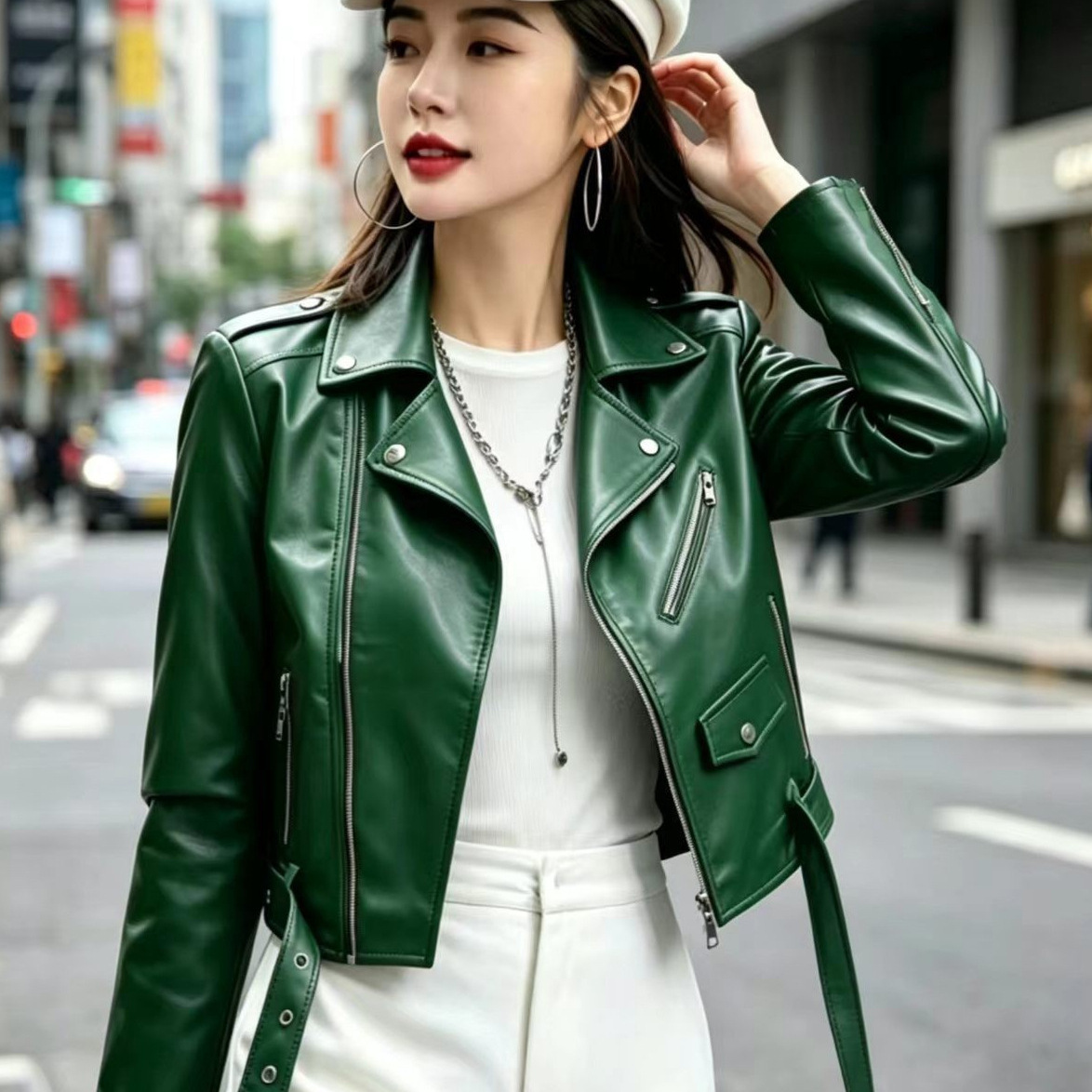 Plus Size Women's Leather Jacket Coat