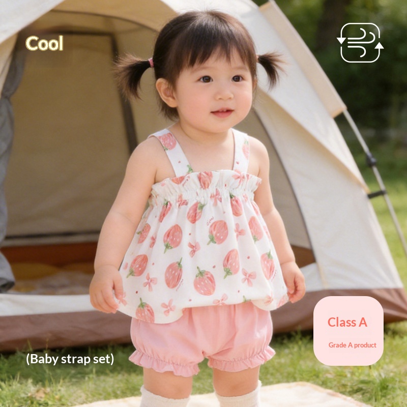 Girls' Casual Cotton Camisole Dress Set