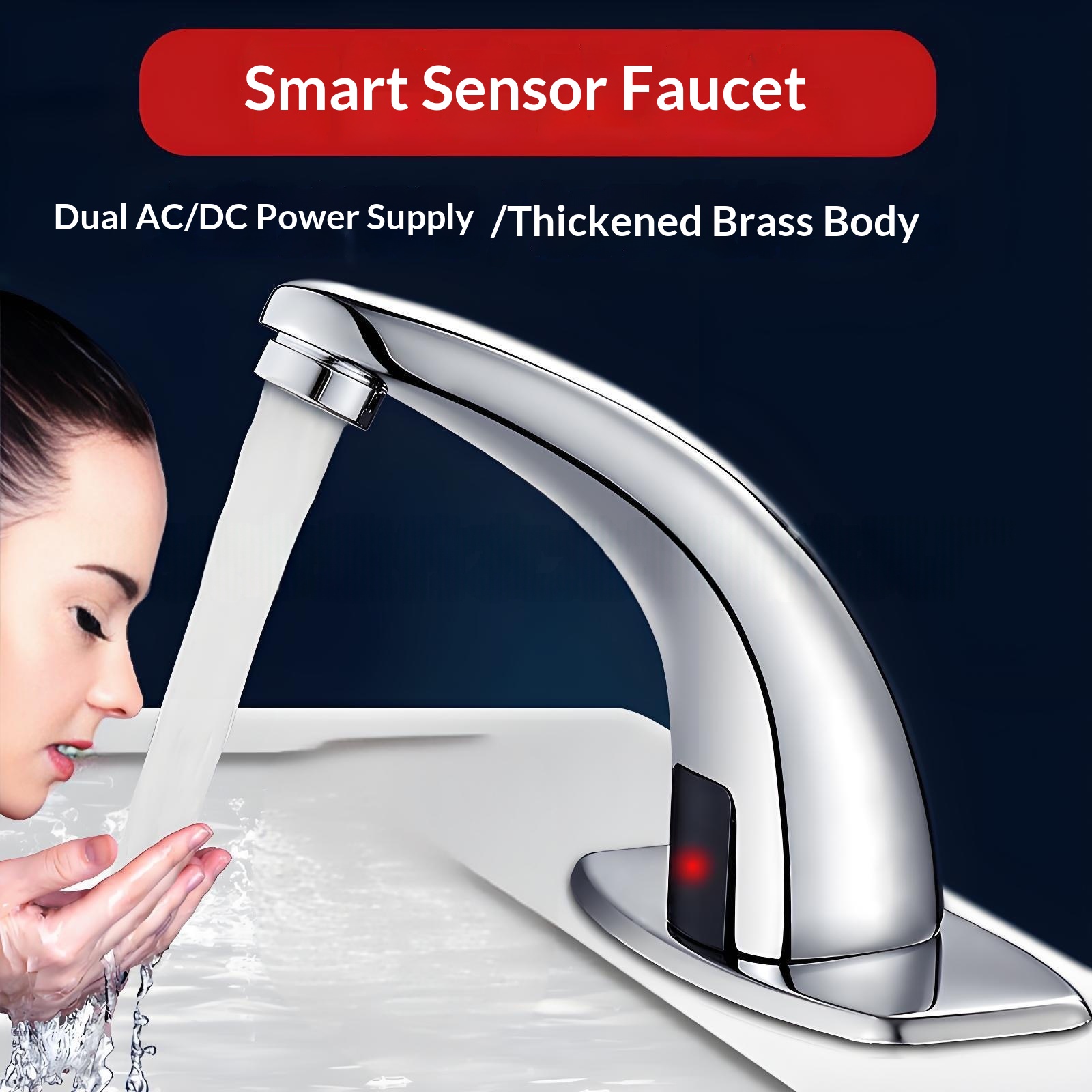 Solid Brass Automatic Sensor Faucet - Infrared Hot Cold Water Mixer For Commercial Bathroom Sink Basin