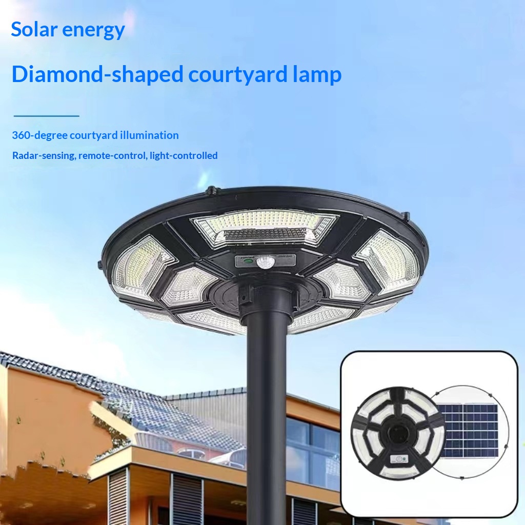 Solar Powered Integrated Street Lamp LED Garden And Courtyard Light Human Body Sensor UFO Shaped Design