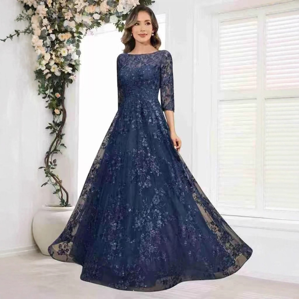 Women's Lace Long-sleeved Casual Dress