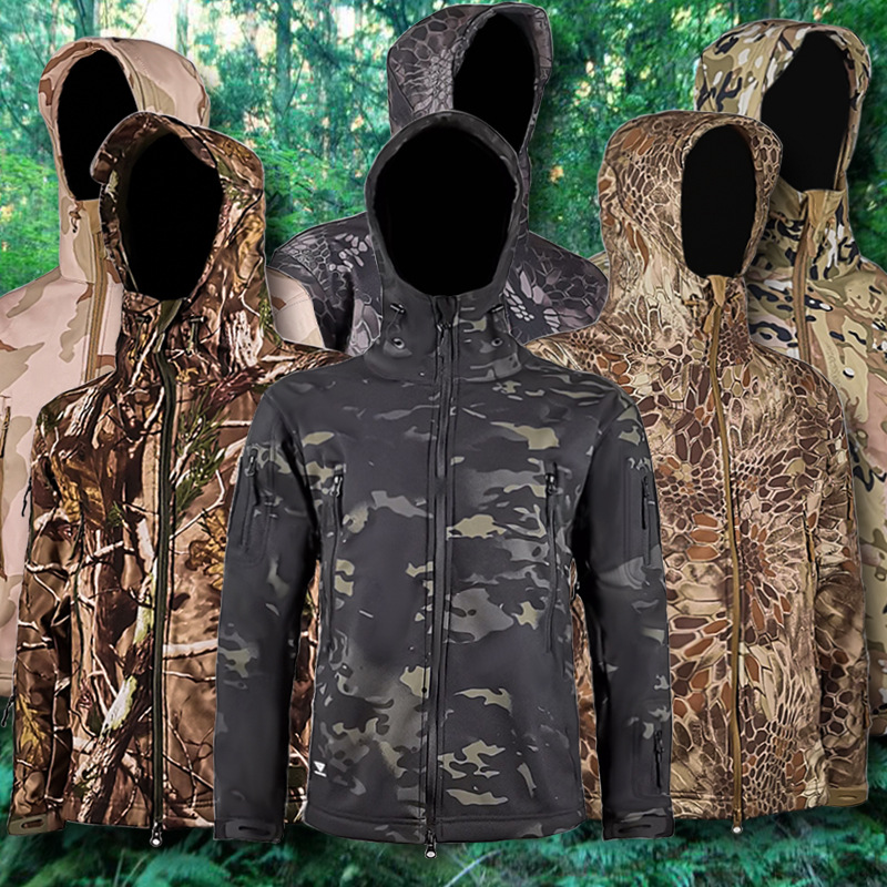 Outdoor Sports Shell Jacket Velvet Padded Thickened Coat
