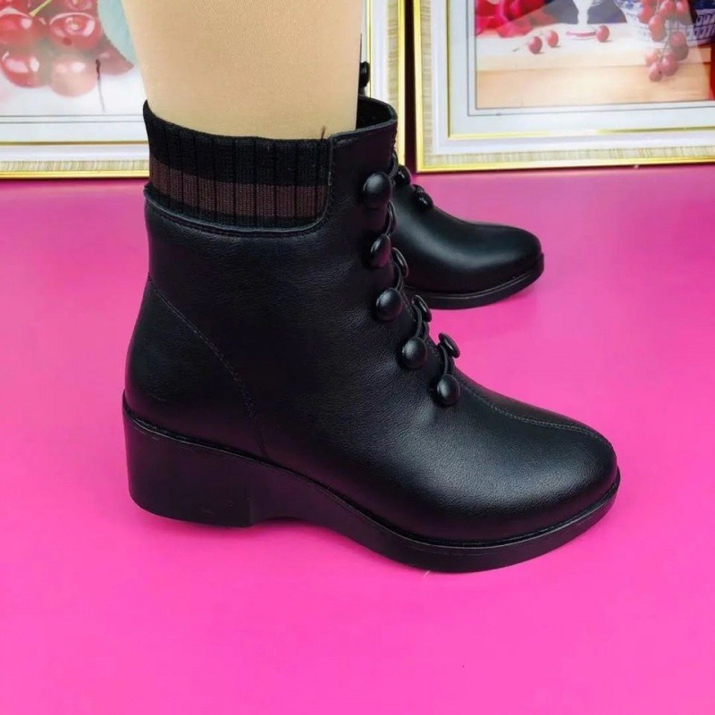 Women's Winter Wedge Platform Plush Boots Soft Rubber Sole Warm Ankle Booties For Cold Weather