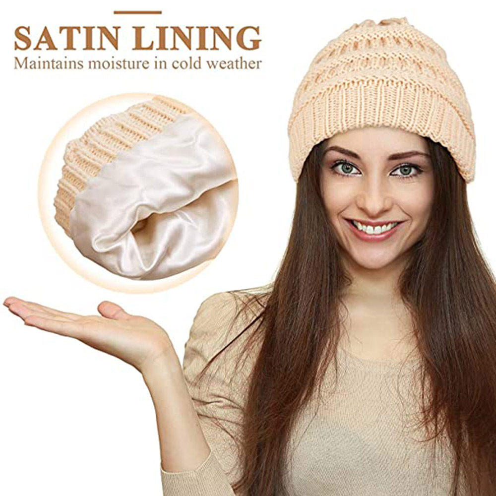 Thermal And Windproof Earflaps Slipover Hat Sub-micro Elastic Satin Lining