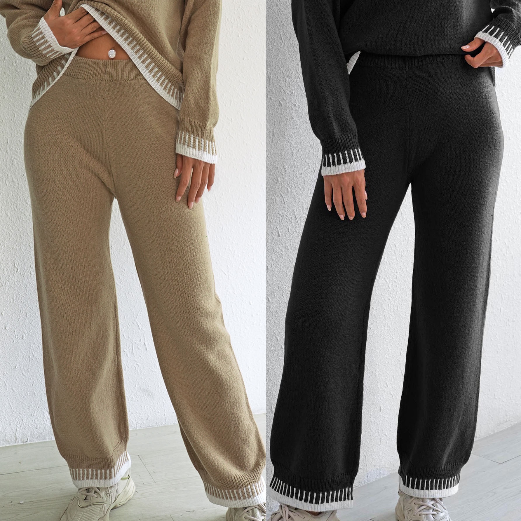 Women's Color-block Patchwork Casual Wide-leg Pants
