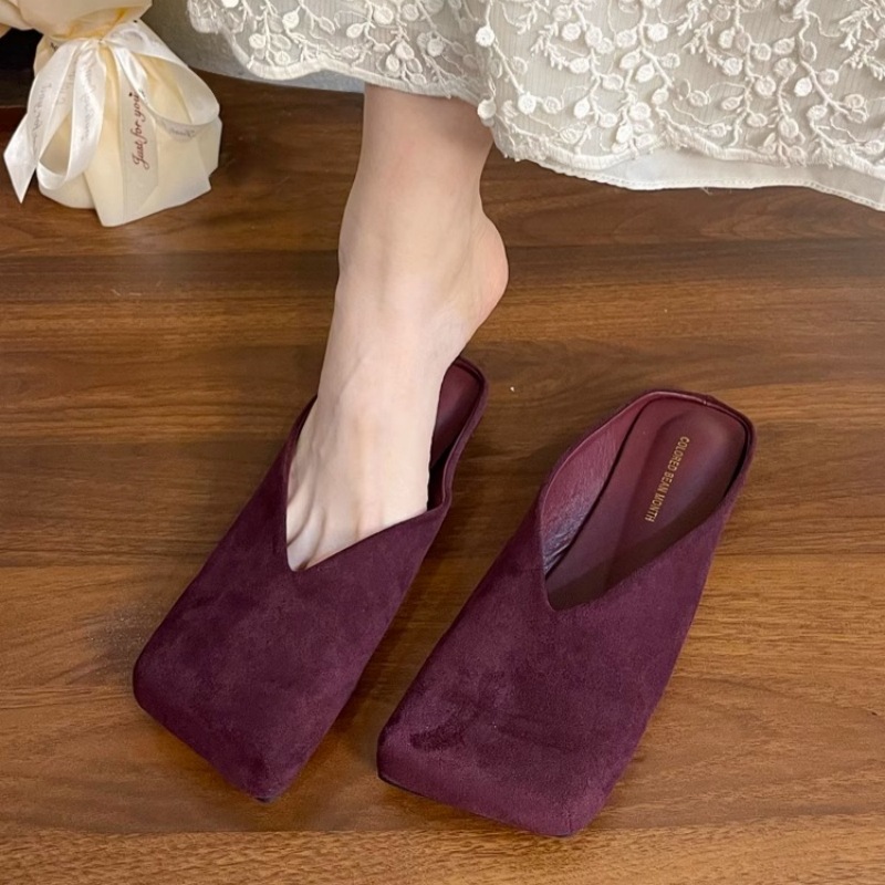 Women's Square-toe Low-cut Closed-toe Mules