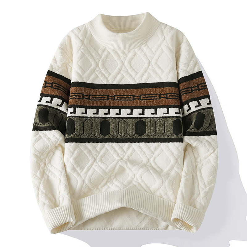 Men's Mink Velvet Half Turtleneck Sweater - Thickened Warm Knit Pullover For Autumn Winter Casual Layering Base Top