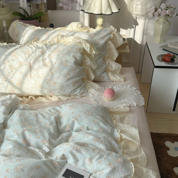 French-style Floral Print Pure Cotton Four-piece Bedding Set